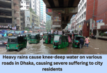 Heavy rains cause knee-deep water on various roads in Dhaka, causing severe suffering to city residents